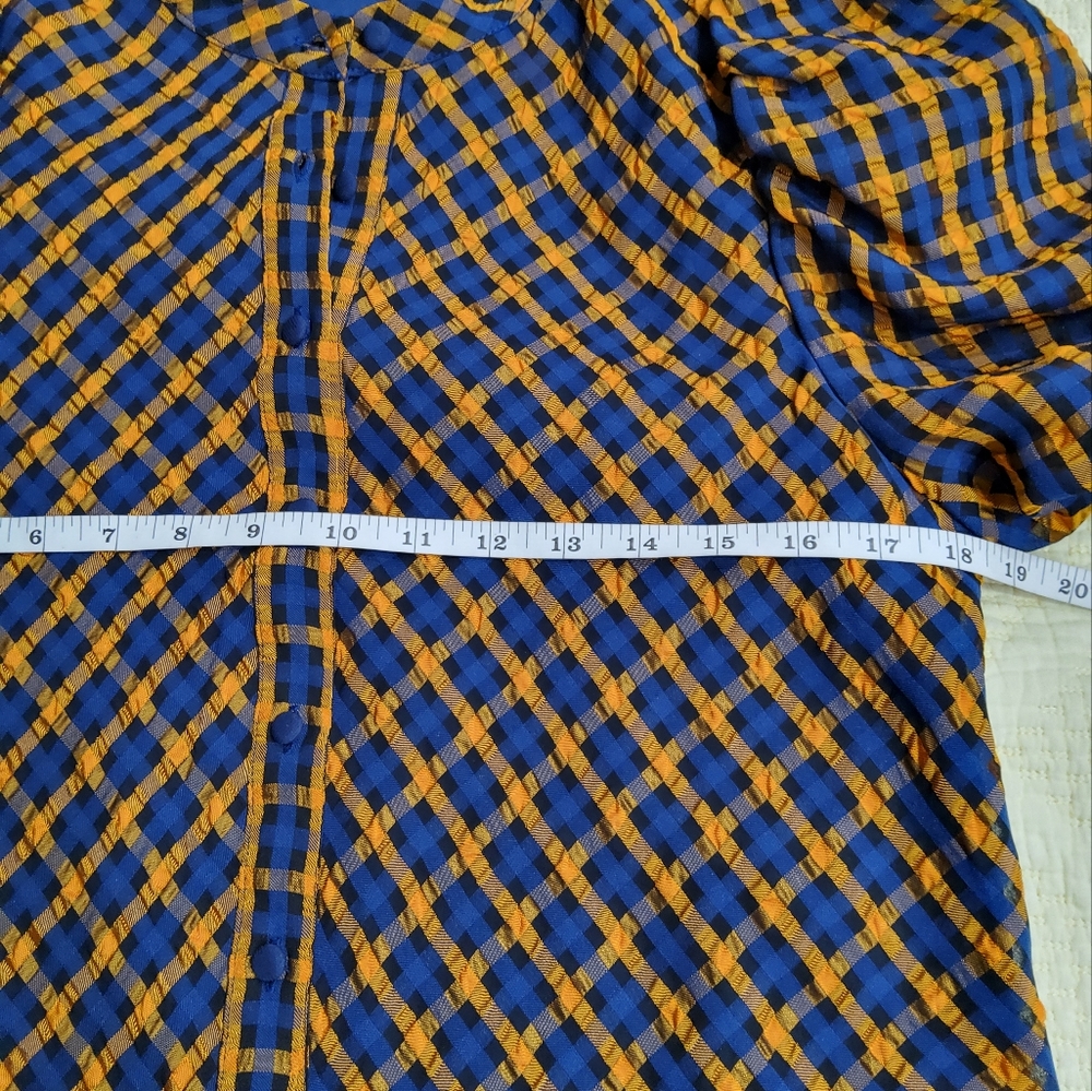 Anthropologie Eva Franco Textured Plaid Blouse Size 6 - Picture 8 of 12